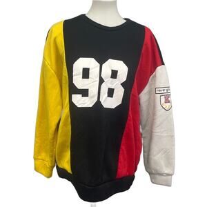 Shein Mens Large King Never Give Up 98 Color Block Long Sleeve Sweatshirt